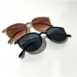Small Round Sunglasses Set for Women and Men - Set Of 2 (Brown And Black)
